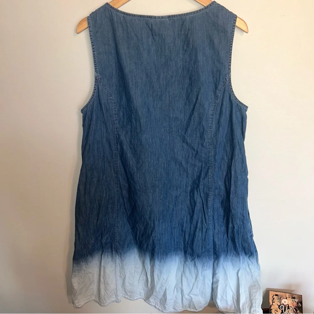 J. Jill Blue White Ombre Dip Dye Denim Dress XL - Picture 8 of 9